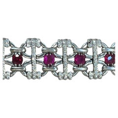 Platinum Bracelet set with Diamonds and Rubies