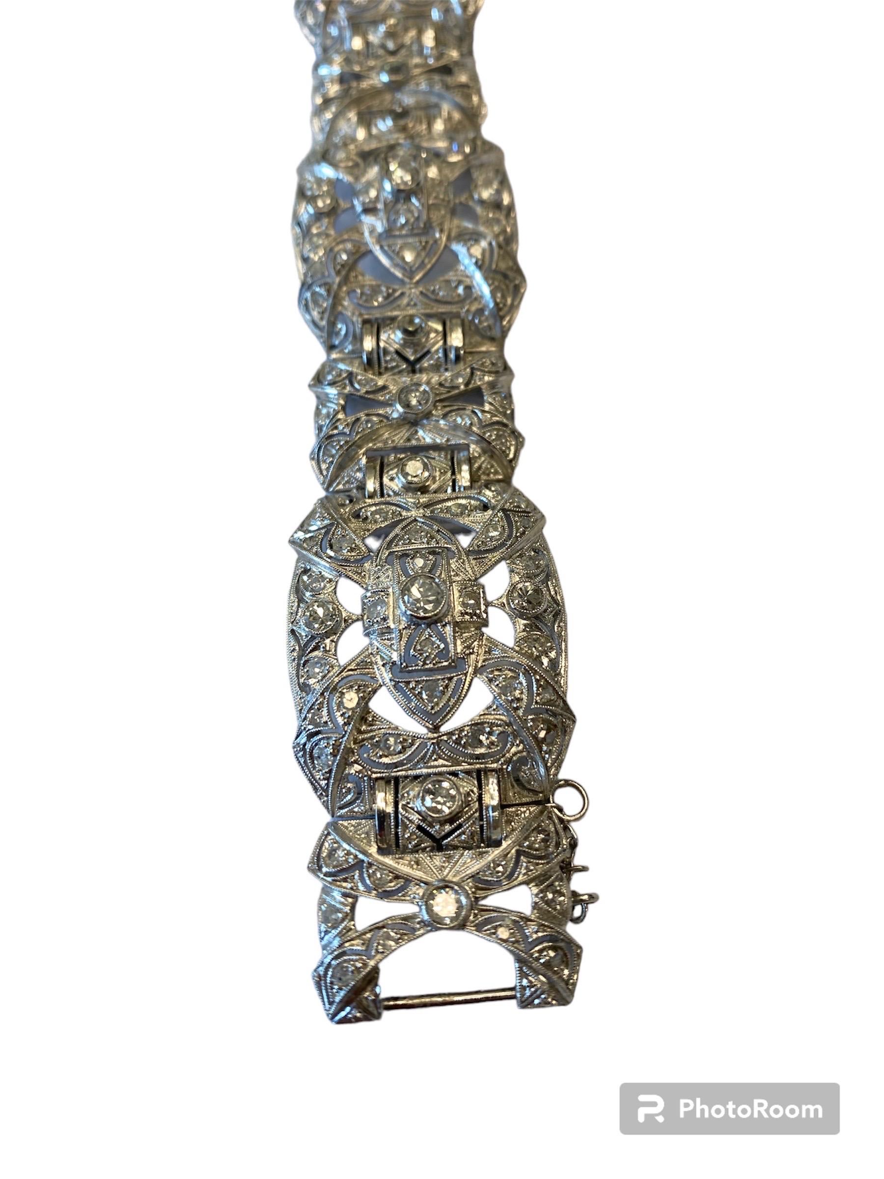 Taille brillant Bracelet en platine avec diamants en vente