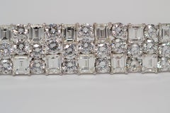 Platinum Bracelet with Emerald Cut & Round Brilliant Cut Diamonds, 53.61 Carats