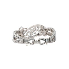 Platinum Bracelet With Natural Mixed Cut Diamonds And Center Marquise