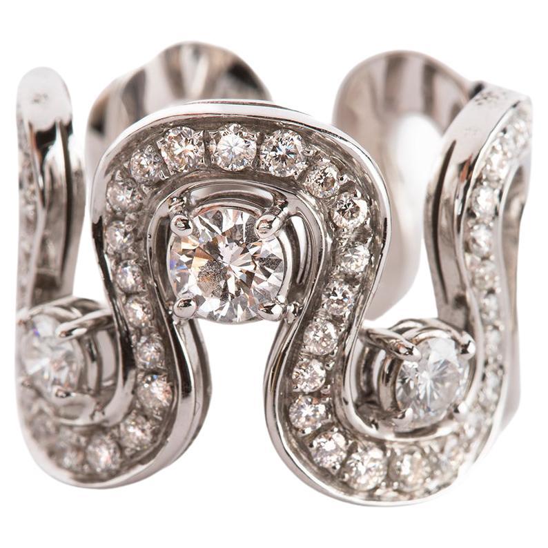 Platinum Brilliant Cut 1.54 GVS1 Carats White Diamond Engagement Design Ring For Sale
