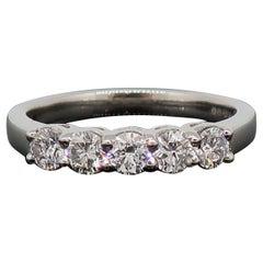Platinum Brilliant Cut Diamond Five Stone Eternity Band Ring