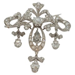 Platinum Brooch / Necklace with Rose Cut Diamonds