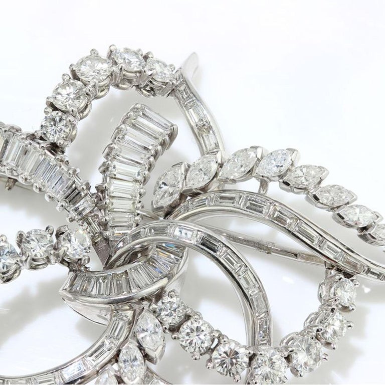 Platinum Brooch with Diamonds For Sale at 1stDibs