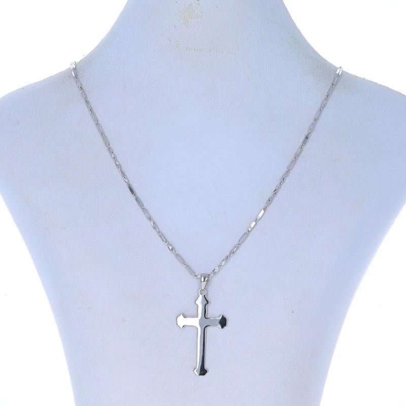 Metal Content: 990 Platinum

Chain Style: Fancy Bar
Necklace Style: Chain
Fastening Type: Hook Clasp
Theme: Budded Cross, Faith

Measurements

Item 1: Pendant
Tall (from stationary bail): 1 19/32