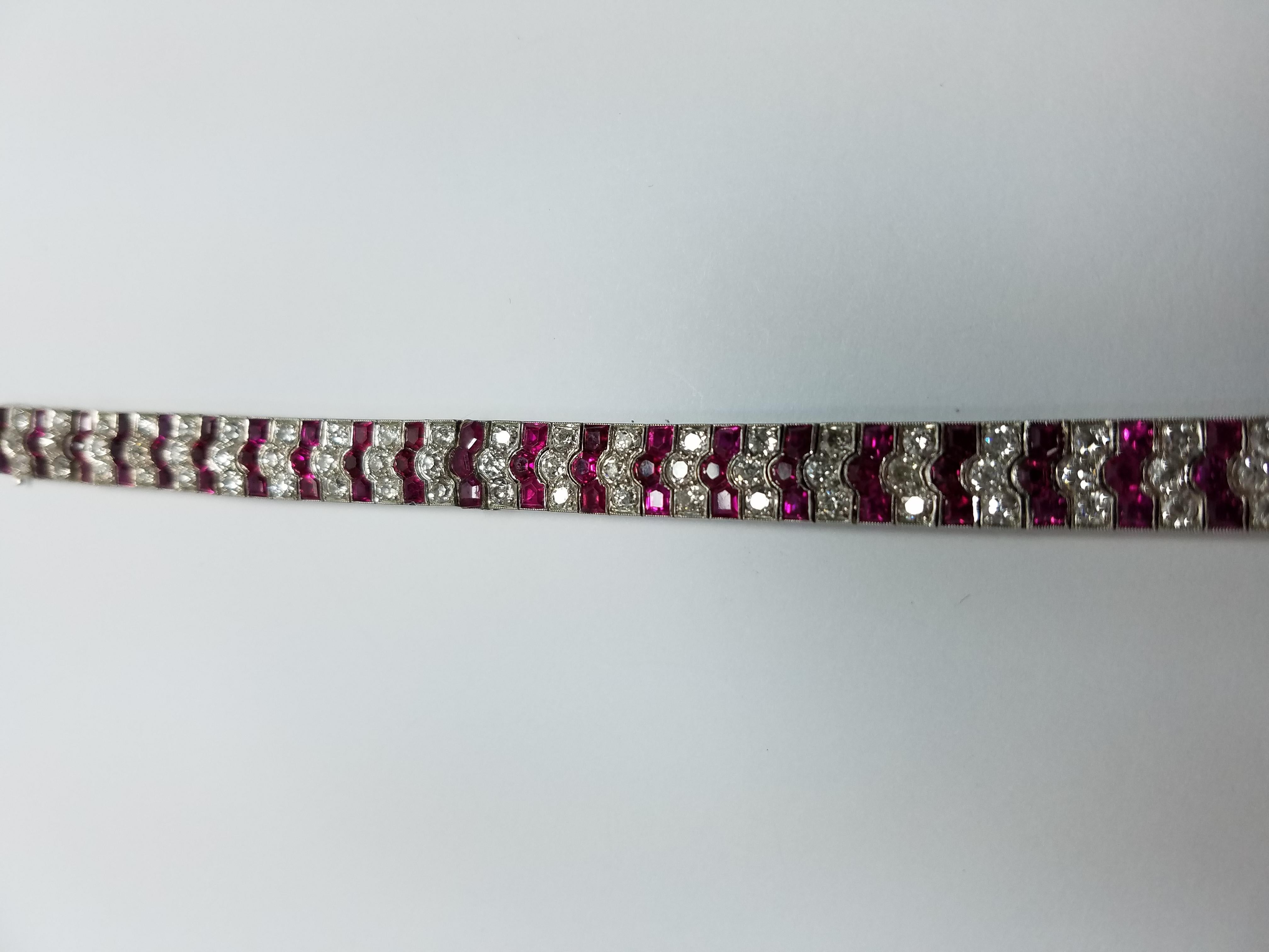 Platinum Burma Ruby and Diamond Bracelet with aprox 16 carats of stones In Good Condition In New York, NY