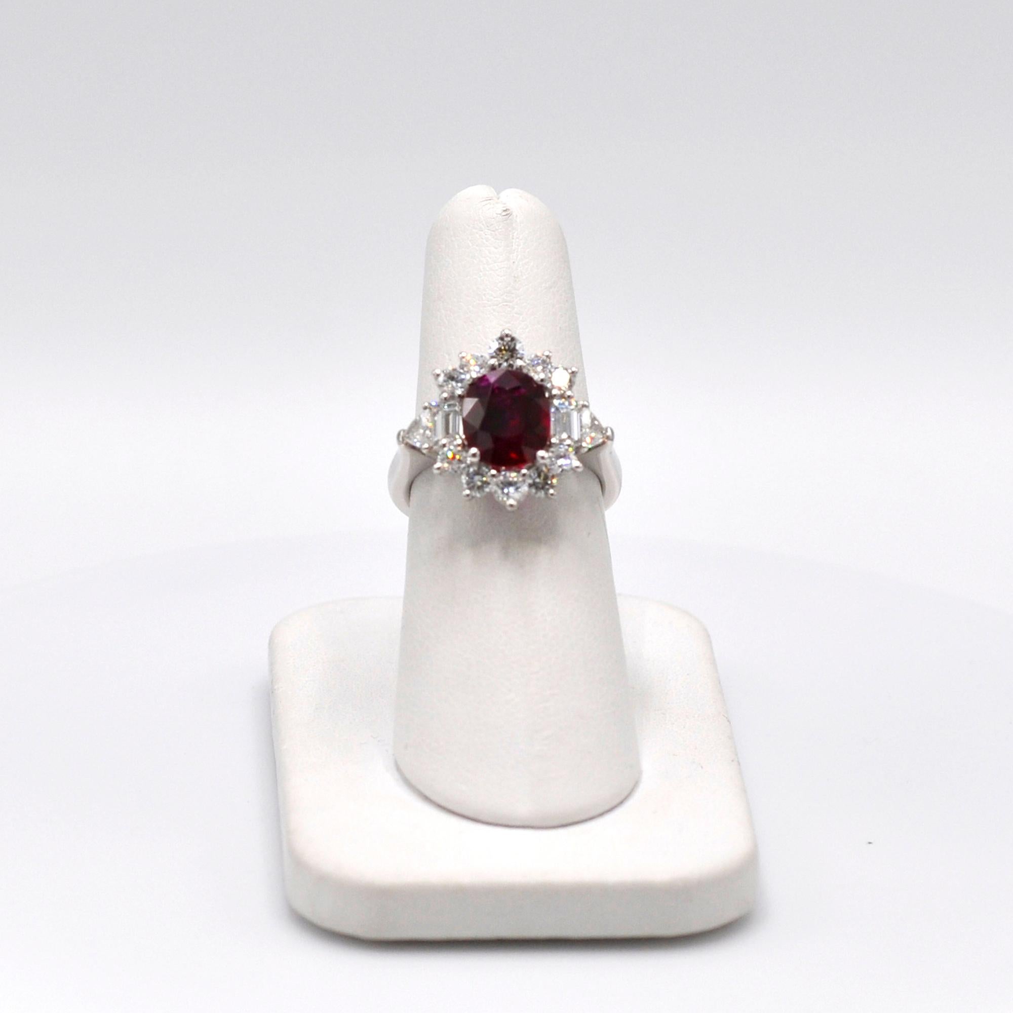 Platinum Burma Ruby and Diamond Ring (Moderne)