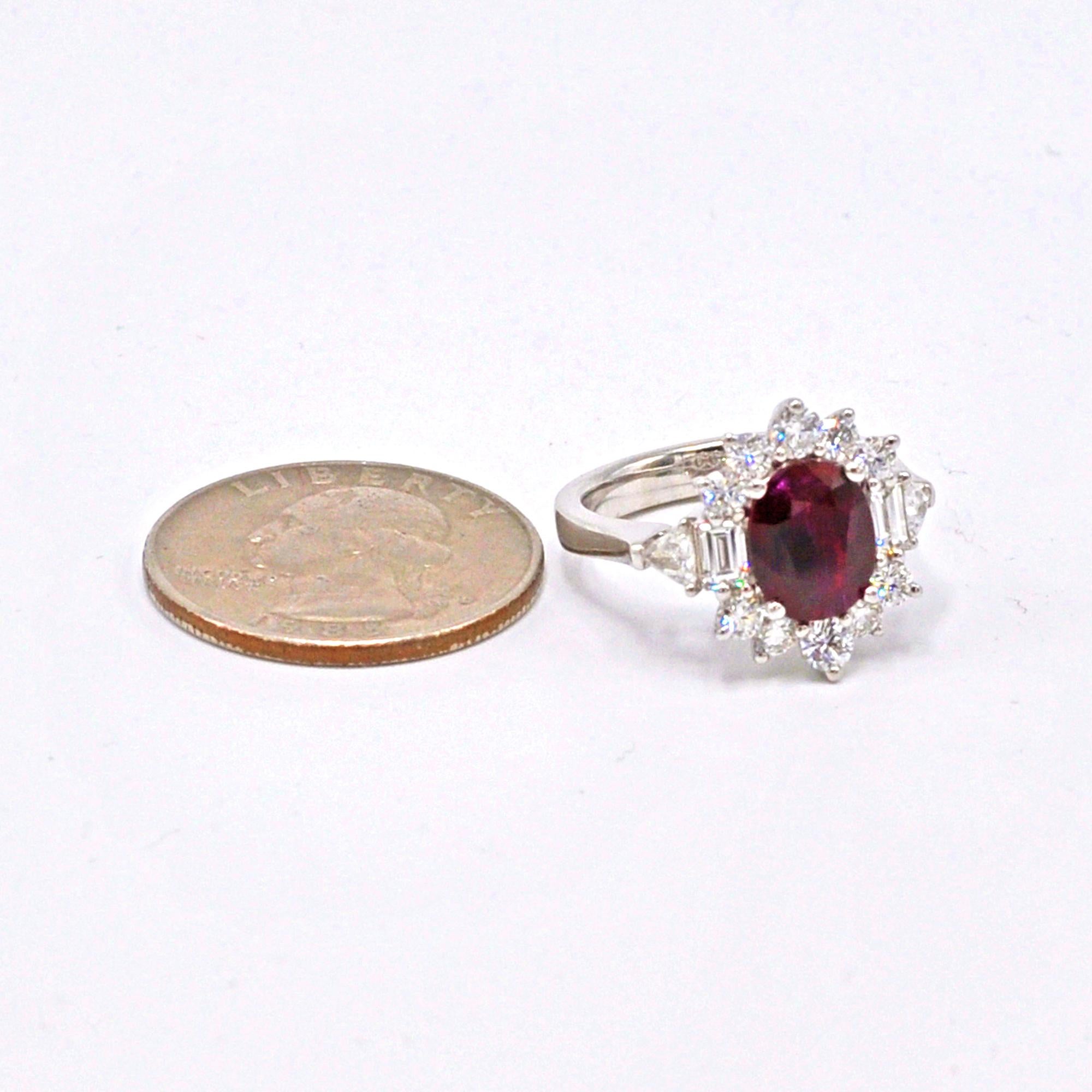 Platinum Burma Ruby and Diamond Ring 1