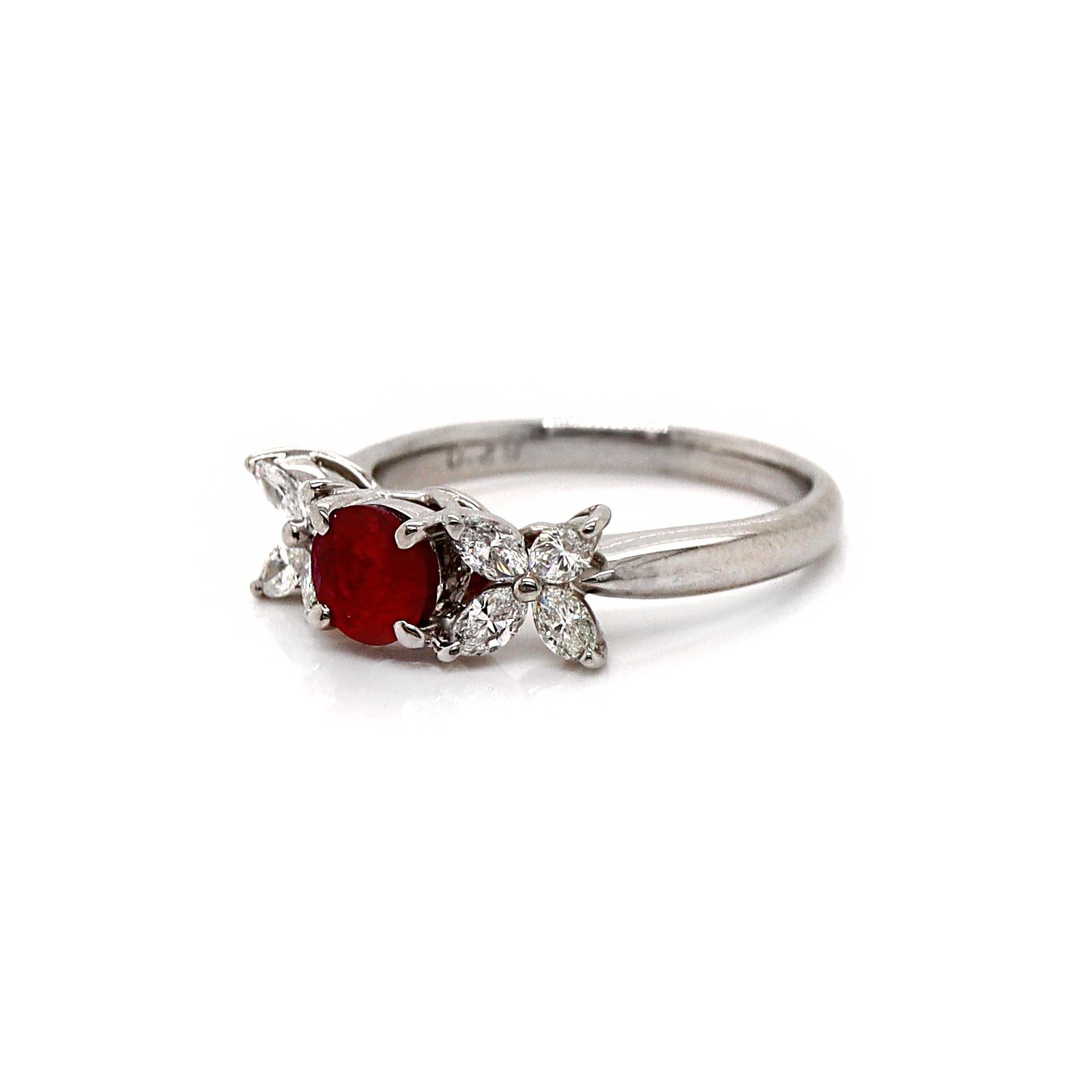 Platinum Burma Ruby & Diamond Ring For Sale 1