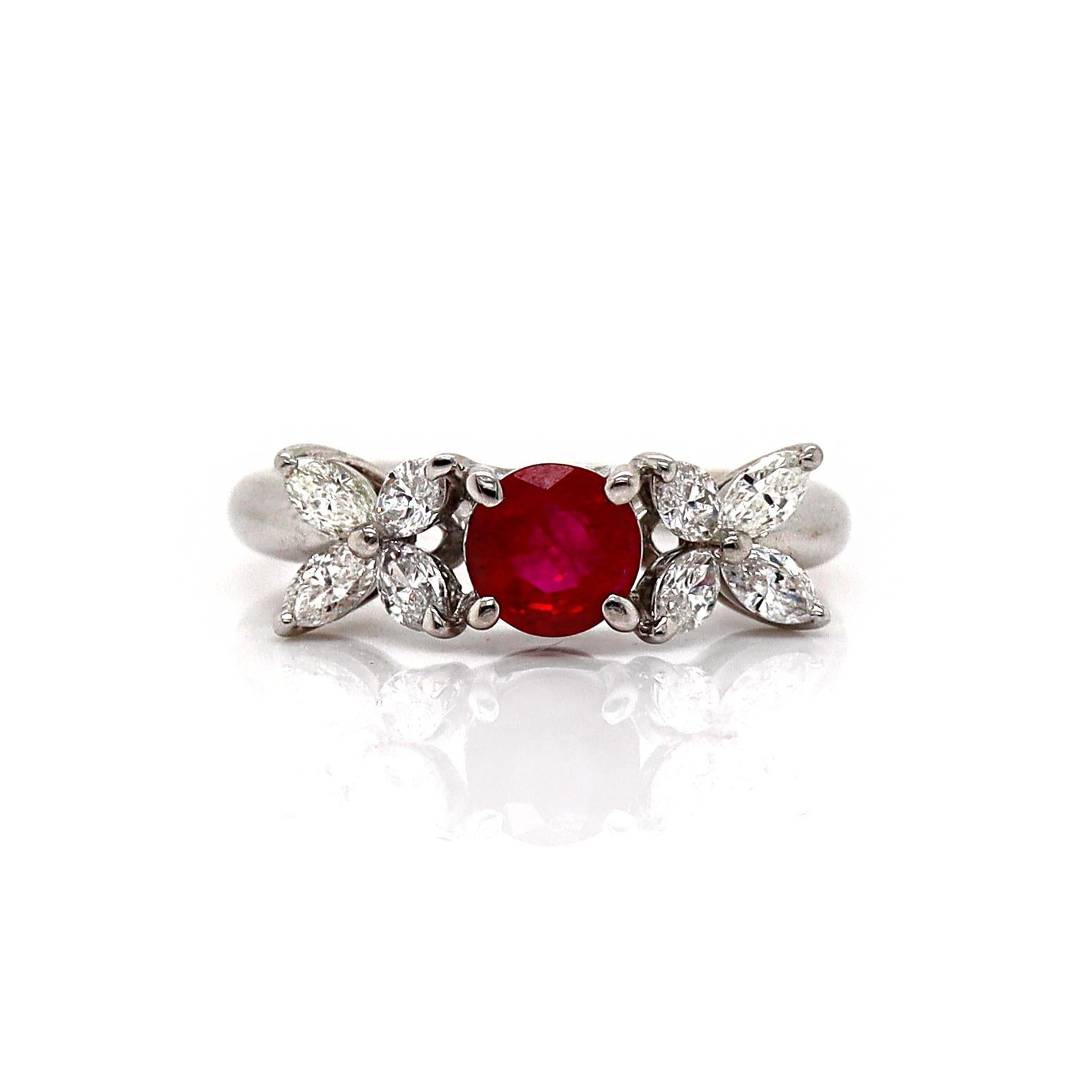 Platinum Burma Ruby & Diamond Ring For Sale 2