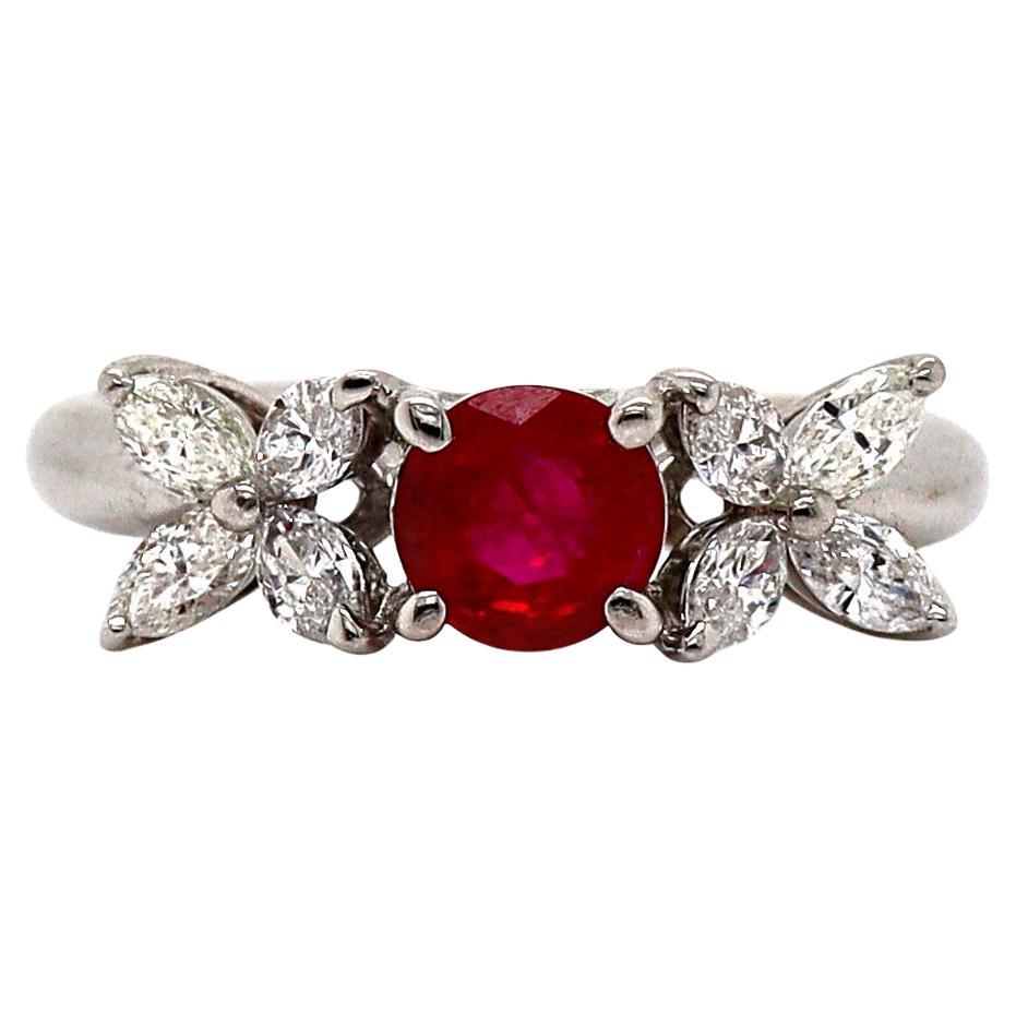 Platinum Burma Ruby & Diamond Ring