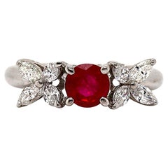 Platinum Burma Ruby & Diamond Ring