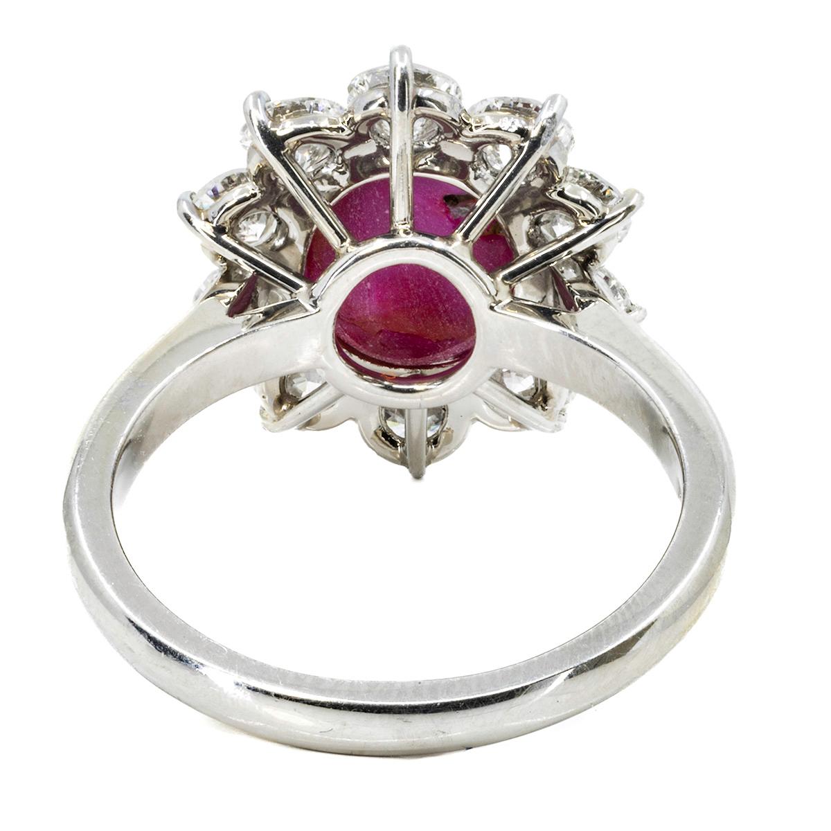 Platinum Burma Star Ruby Ring In Excellent Condition For Sale In Sarasota, FL