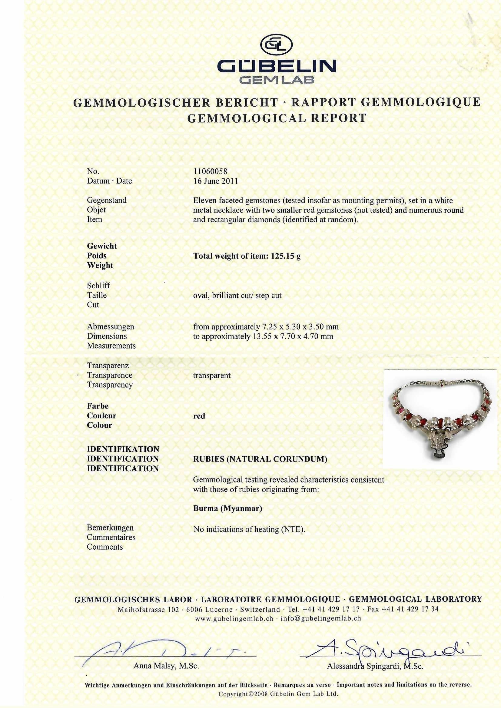 Platinum Burmese 25 Ct Ruby No Heat Necklace- His Majesty Qaboos Bin Said Estate For Sale 3