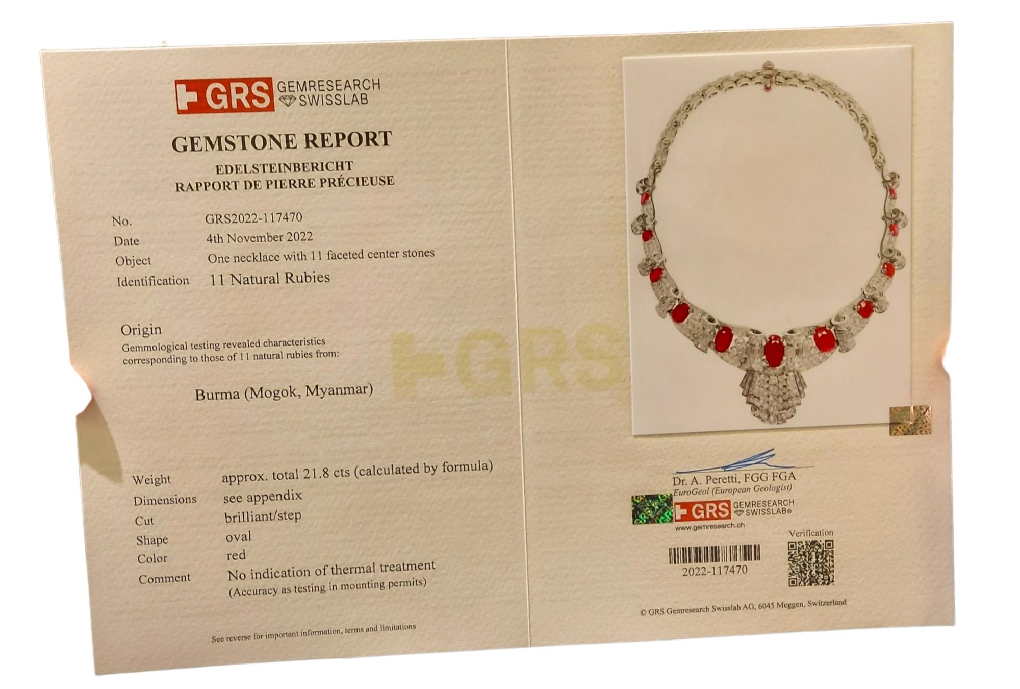 Platinum Burmese 25 Ct Ruby No Heat Necklace- His Majesty Qaboos Bin Said Estate For Sale 5