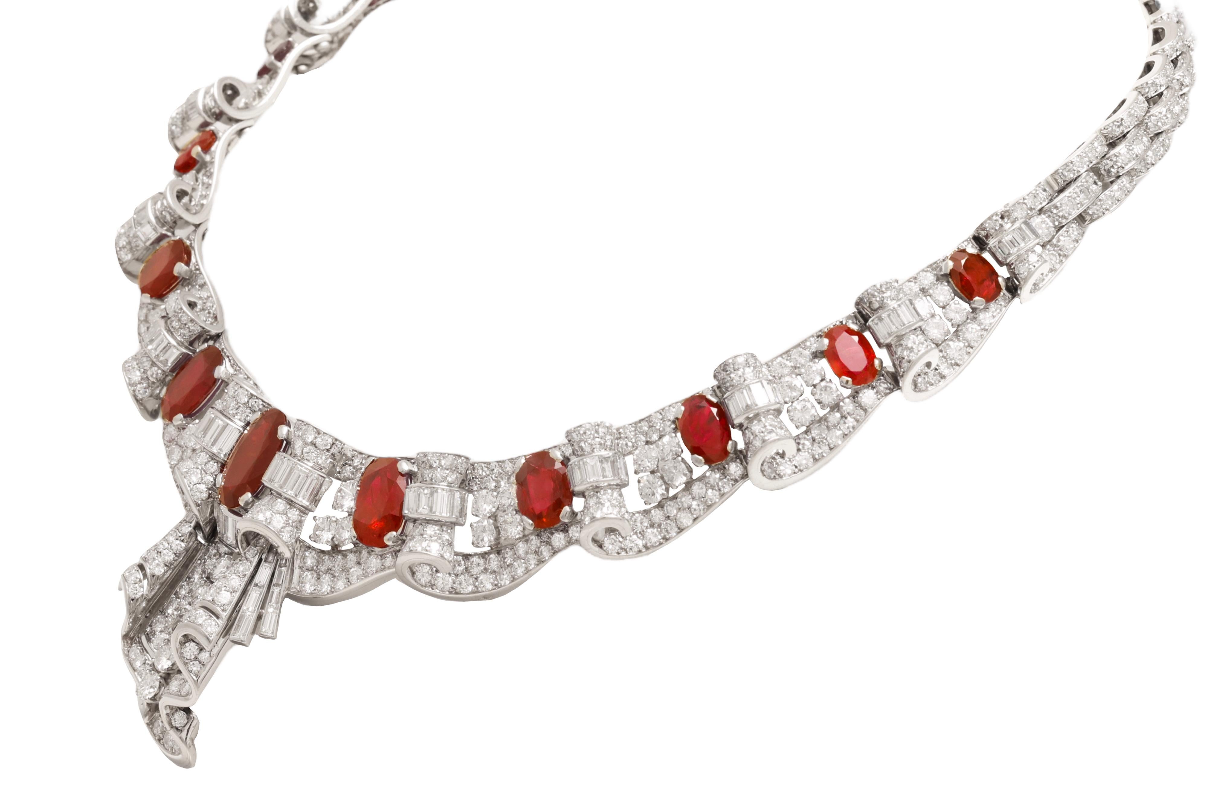 Artisan Platinum Burmese 25 Ct Ruby No Heat Necklace- His Majesty Qaboos Bin Said Estate For Sale