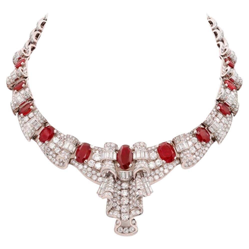 Platinum Burmese 25 Ct Ruby No Heat Necklace- His Majesty Qaboos Bin Said Estate