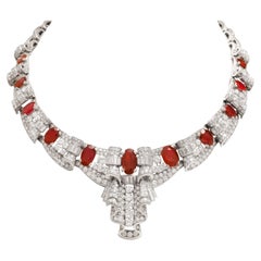 Retro Platinum Burmese 25 Ct Ruby No Heat Necklace- His Majesty Qaboos Bin Said Estate