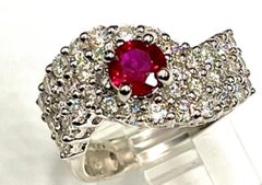 Platinum Burmese Ruby and Diamond Ring