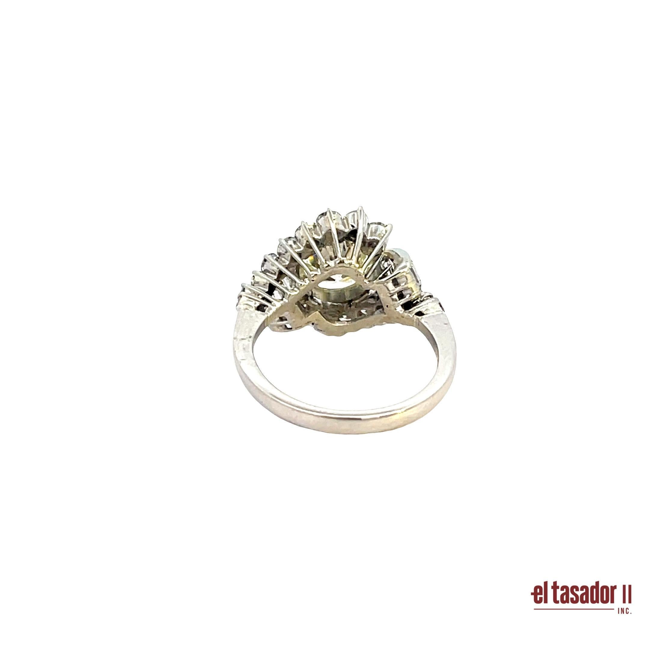 Art Deco Platinum Bypass Ring with 1.75ct Brilliant-Cut Diamond and Baguettes For Sale