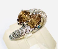Platinum Bypass Ring with Natural Champagne Diamonds 1.53 Carat