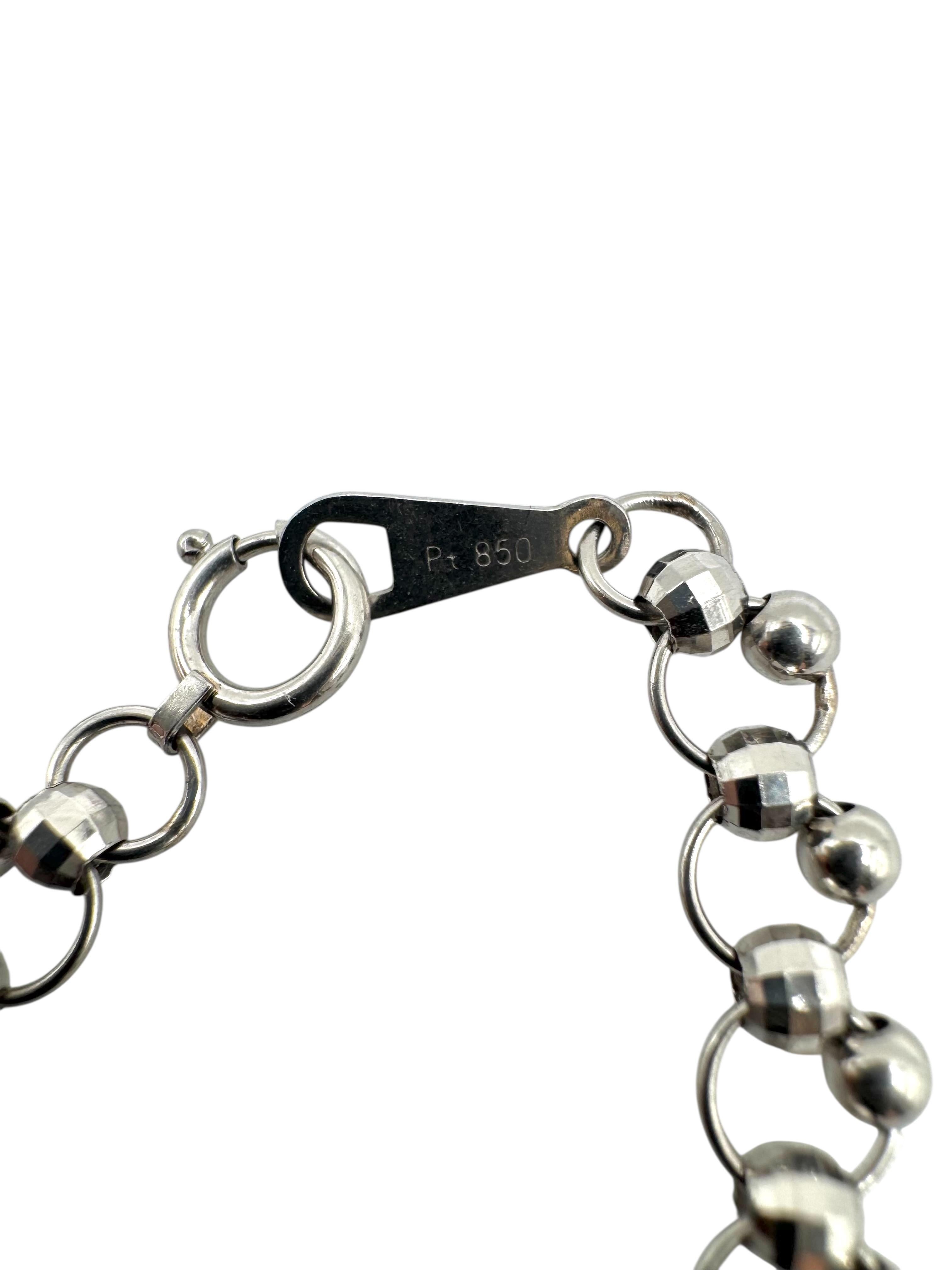 da uomo o donna Collana di platino con pietra di luna cabochon in vendita