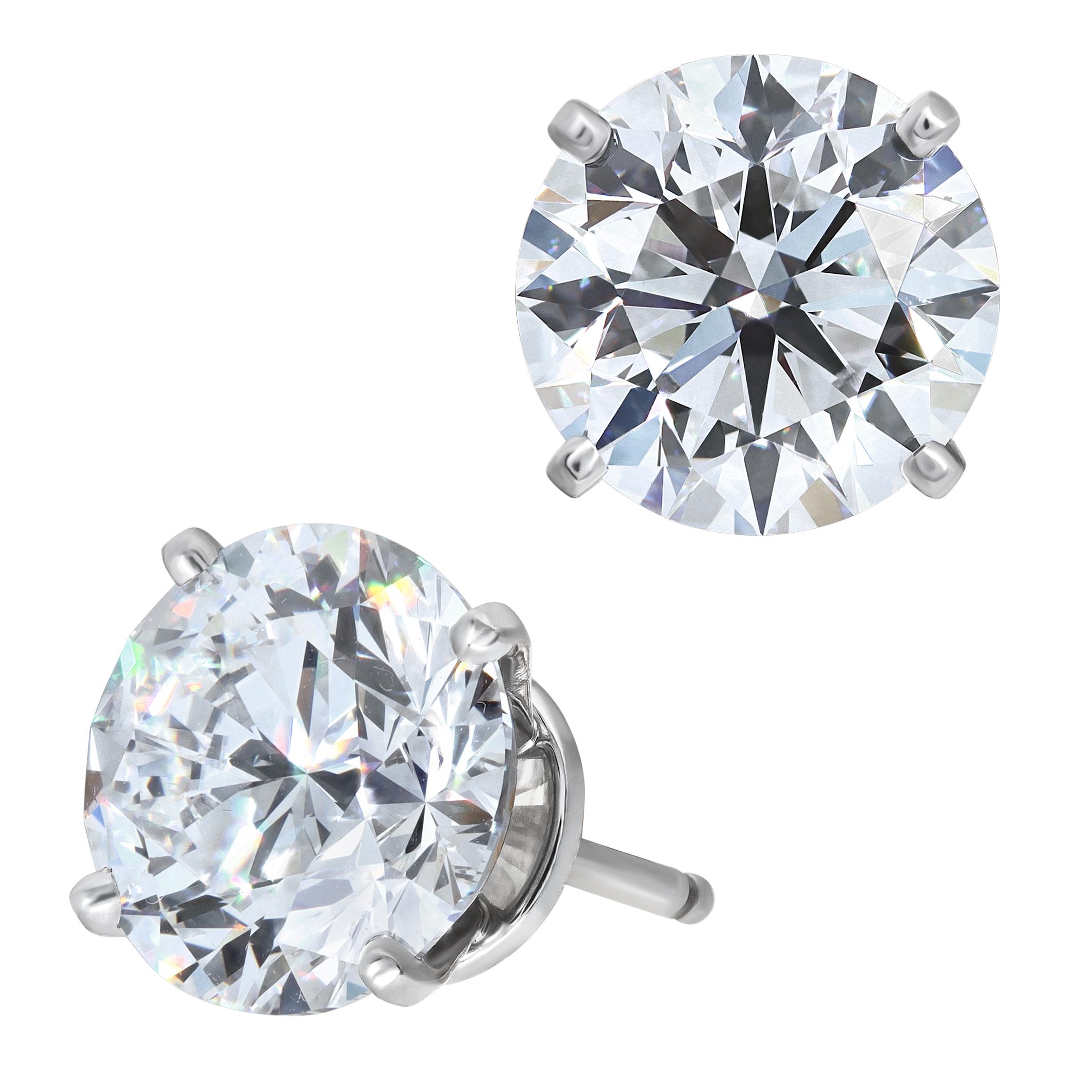 Platinum Cartier Diamond Studs Earrings In Excellent Condition For Sale In Surfside, FL
