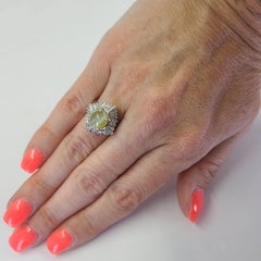 Platinum Cat's Eye Chrysoberyl Ring, 2.45ct, Diamonds, Japan, 1990s
