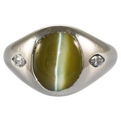 Anillo de platino de crisoberilo ojo de gato 10,1 g