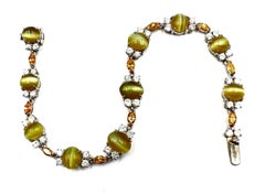 Platin, Katzenaugen-Chrysoberyll, gelber und weißer natürlicher Diamant-Armband