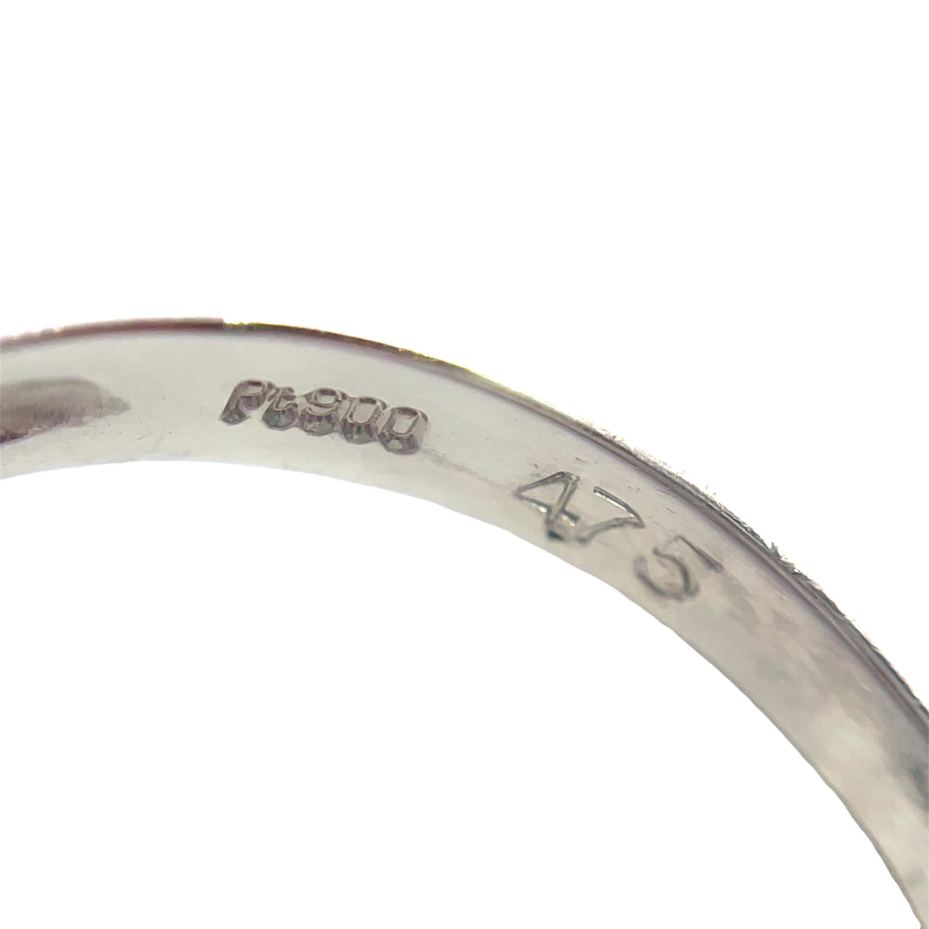 Taille mixte Bague en platine avec œil de chat et diamant en vente