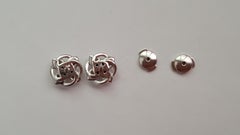 Platinum Celtic Knot Round Fine Ceylon Sapphire Earrings by Rock N Gold