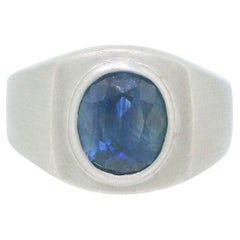 Platinum Center Sapphire Set Ring W/GIA Certificate