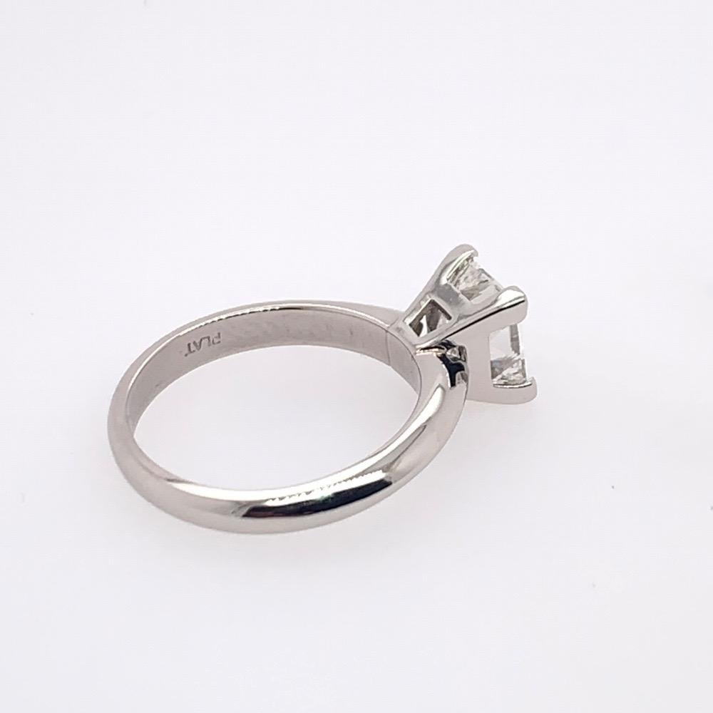 Platinum Certified 1.52 Carat Natural Princess G VS2 Diamond Engagement Ring In Good Condition In Los Angeles, CA