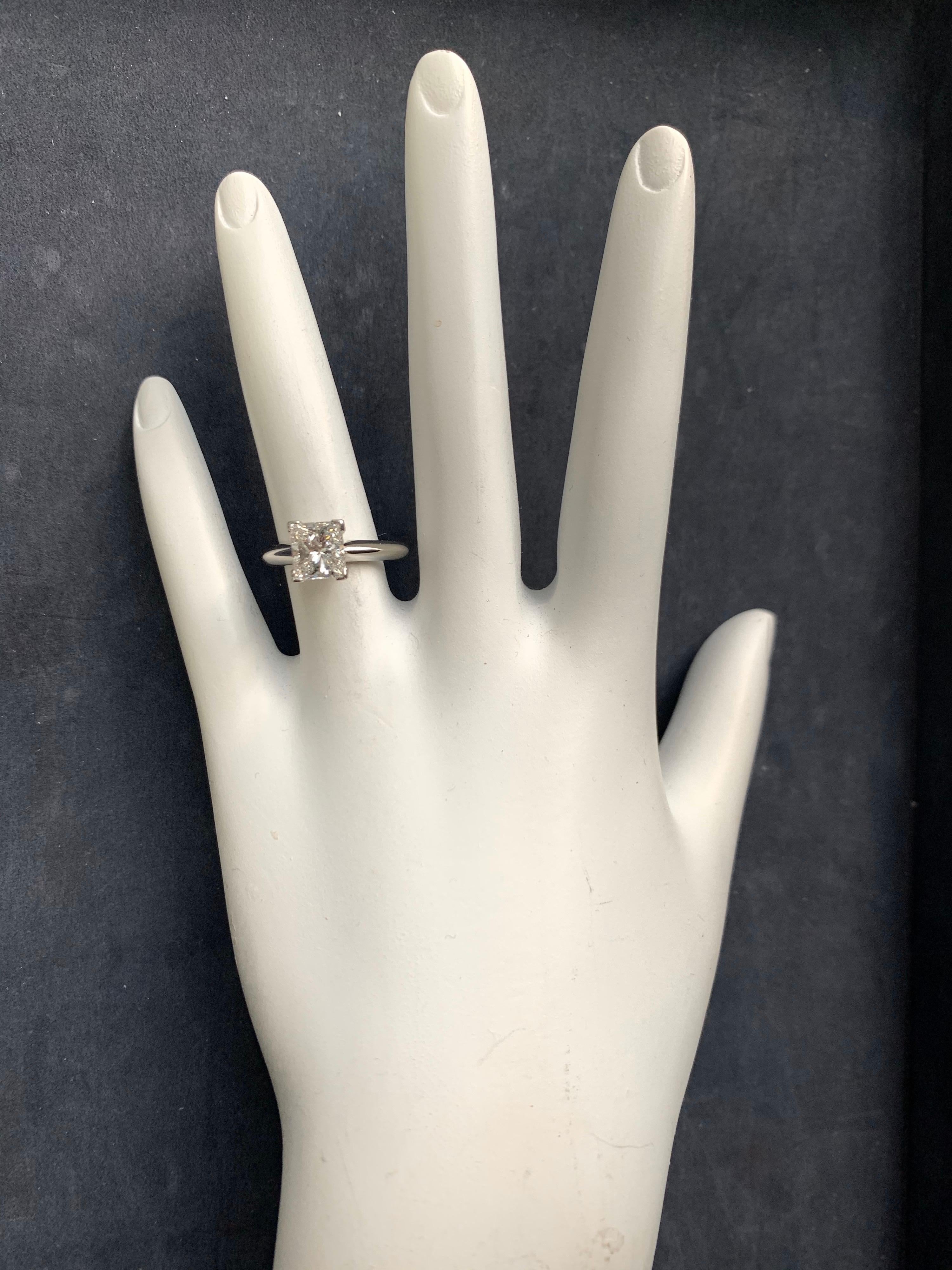 Platinum Certified 1.52 Carat Natural Princess G VS2 Diamond Engagement Ring 1