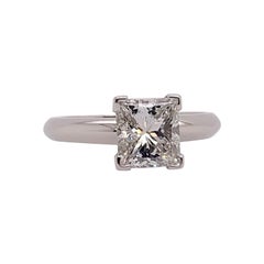 Platinum Certified 1.52 Carat Natural Princess G VS2 Diamond Engagement Ring