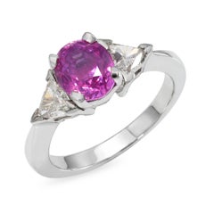 Platinum Certified 1.80ct Hot Pink Sapphire and Diamond Ring