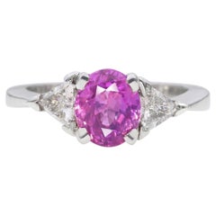 Platinum Certified 1.80ct Hot Pink Sapphire and Diamond Ring