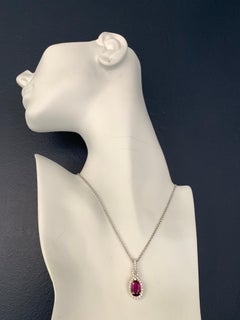 Platinum Certified 3.85 Carat Natural Diamond & Pink Sapphire Thai Ruby Pendant