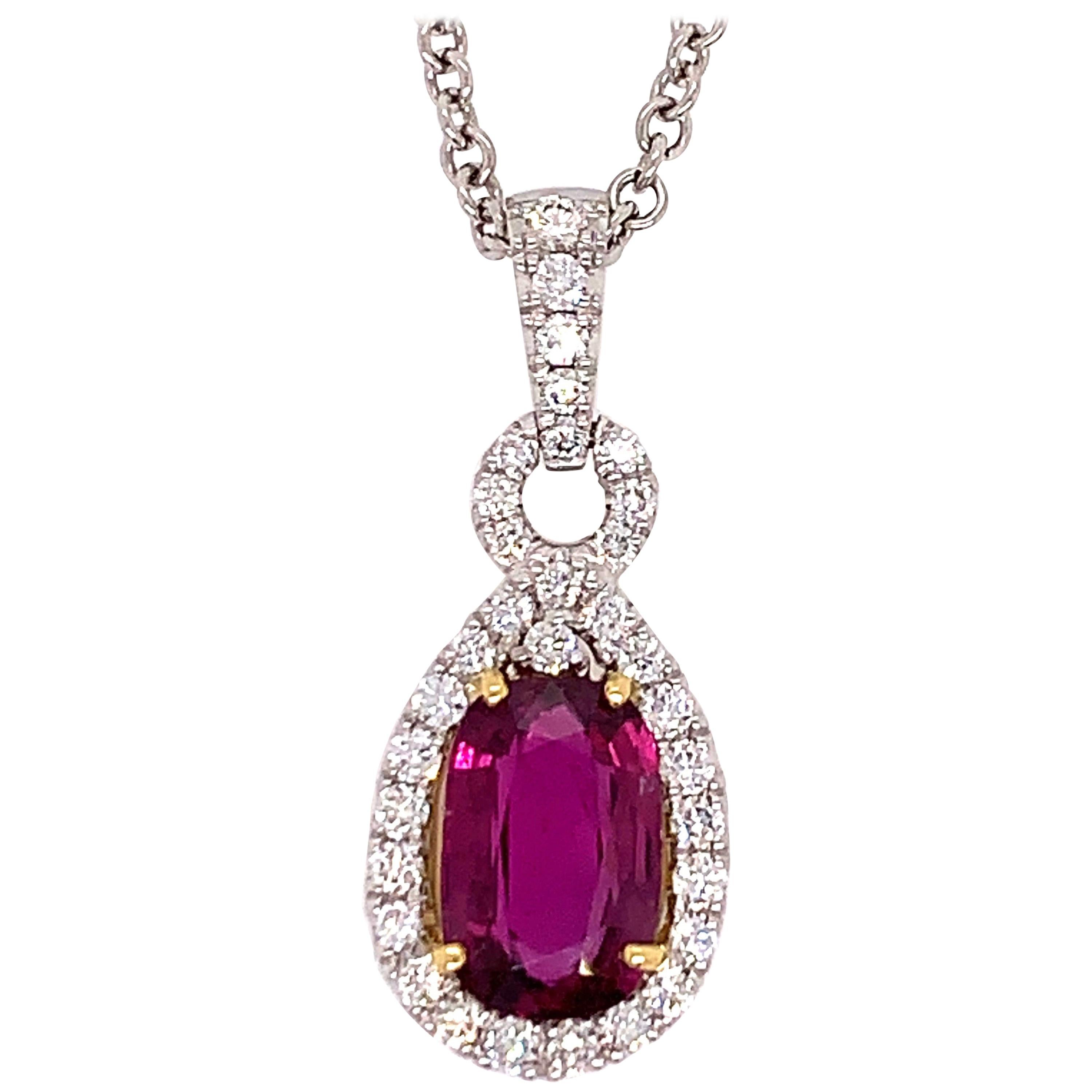 Platinum Certified 3.85 Carat Natural Diamond & Pink Sapphire Thai Ruby Pendant