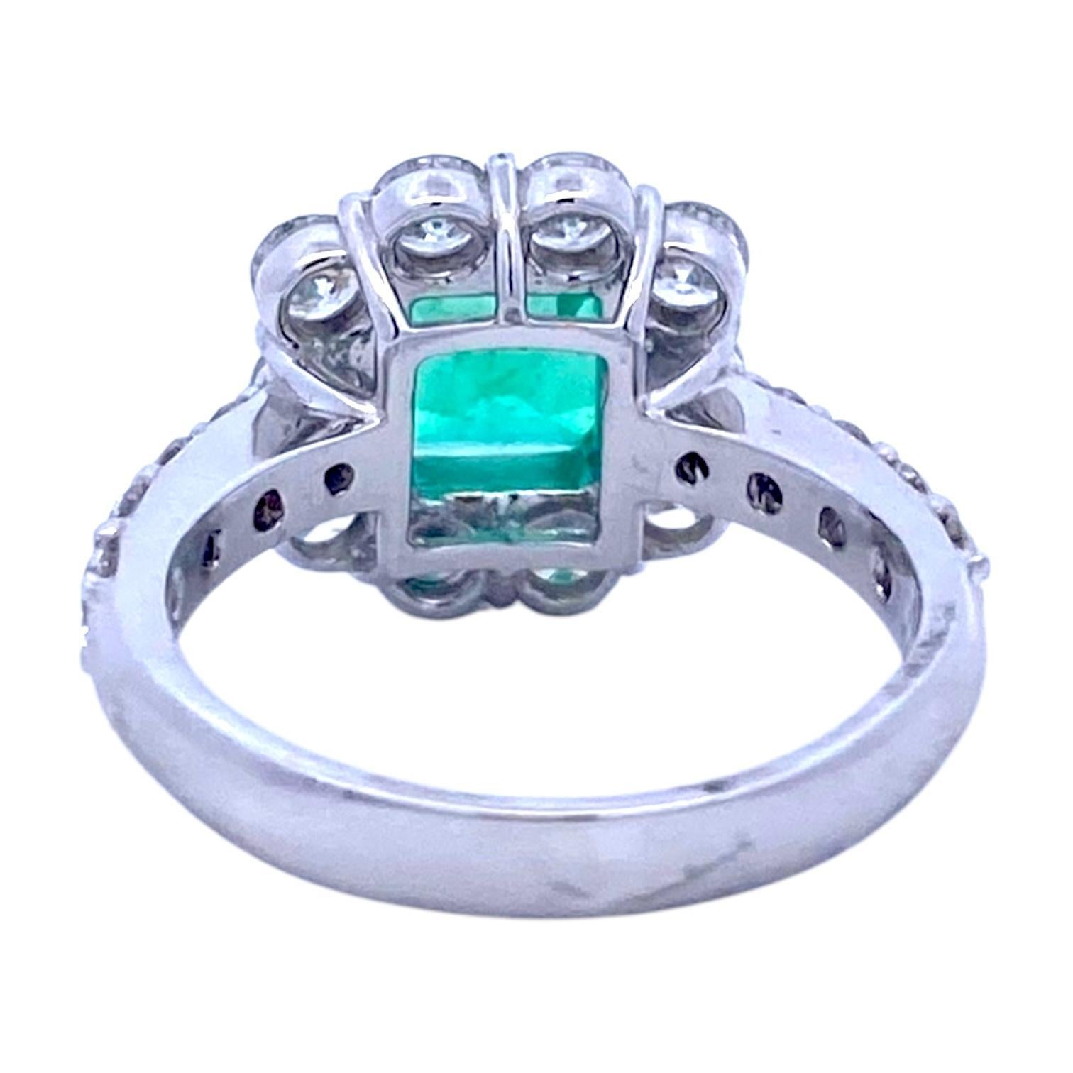 Emerald Cut Platinum Certified Columbian Emerald & Diamond Ring