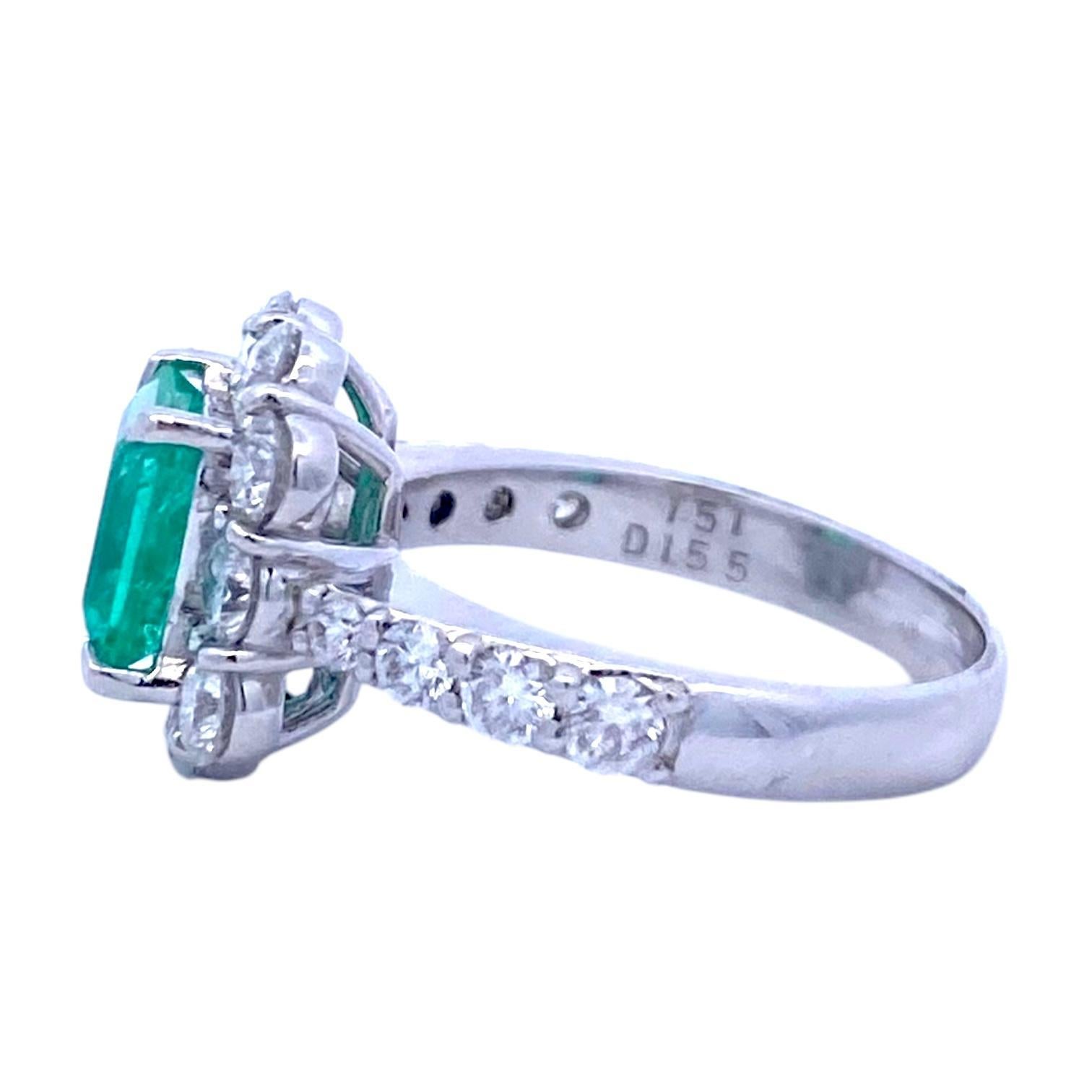 Women's Platinum Certified Columbian Emerald & Diamond Ring