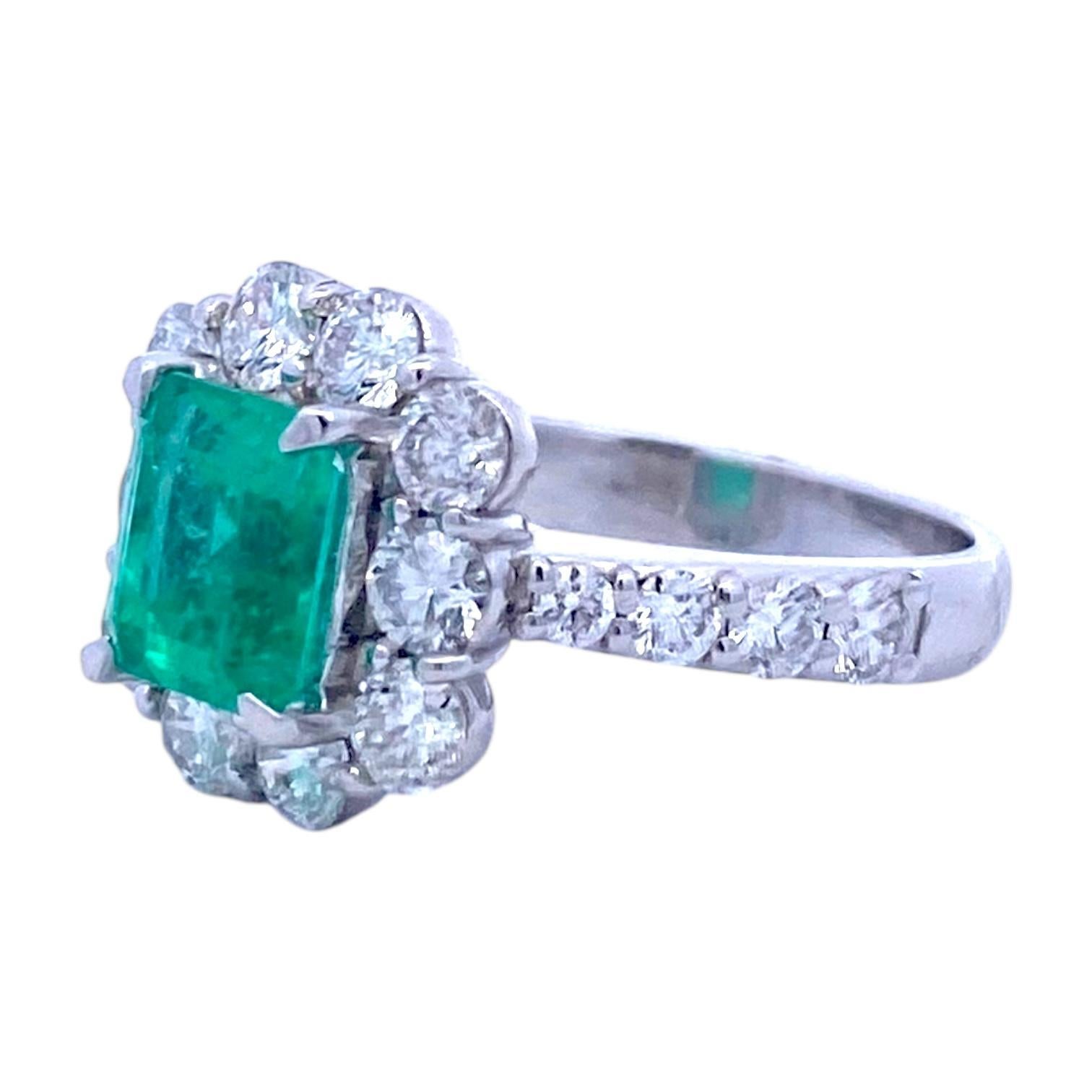 Platinum Certified Columbian Emerald & Diamond Ring 1