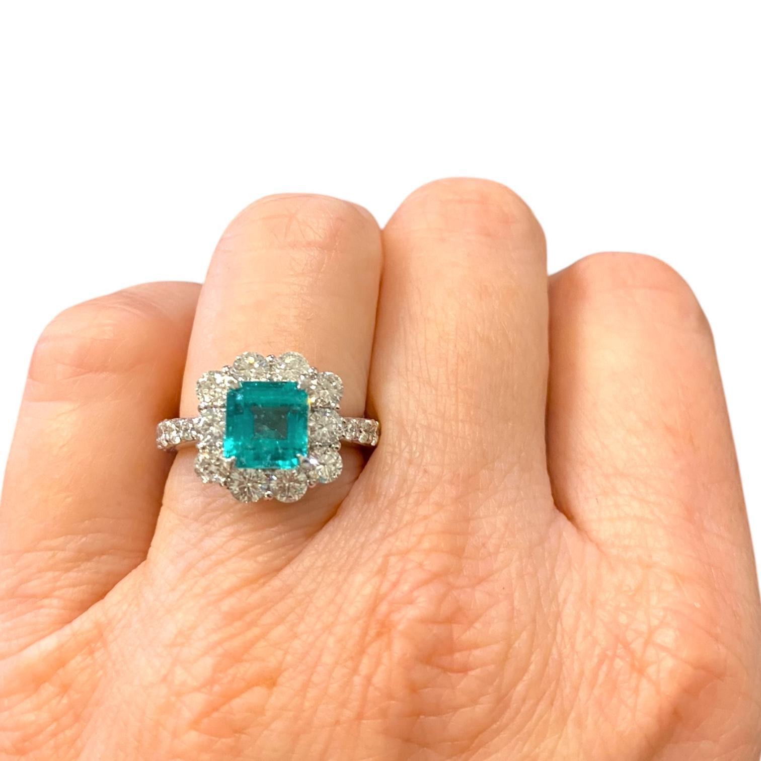 Platinum Certified Columbian Emerald & Diamond Ring 2