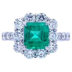 Platinum Certified Columbian Emerald & Diamond Ring