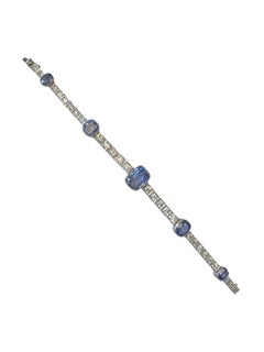 Bracelet en platine avec saphir de Ceylan et diamant