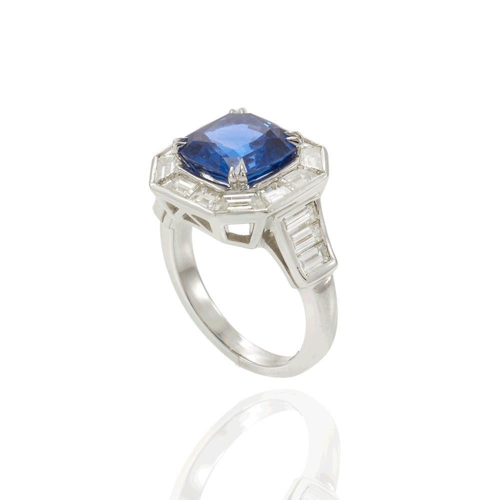 Platin Ceylon Saphir und Diamant Ring im Zustand „Neu“ im Angebot in New York, NY