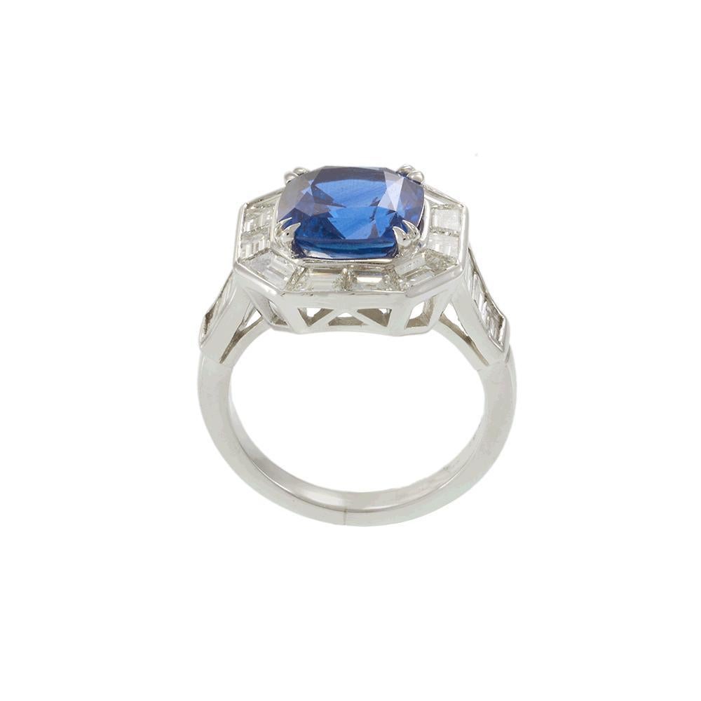 Platin Ceylon Saphir und Diamant Ring Damen im Angebot