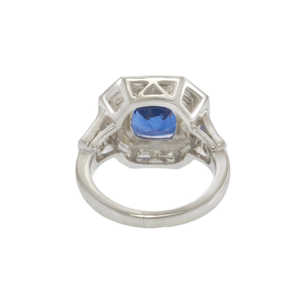 Platin Ceylon Saphir und Diamant Ring im Angebot 2