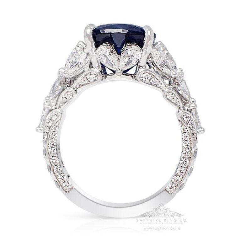 Platinum Ceylon Sapphire Ring, 5.13 Carat Natural Sapphire Gia Origin Certified In New Condition For Sale In Tampa, FL